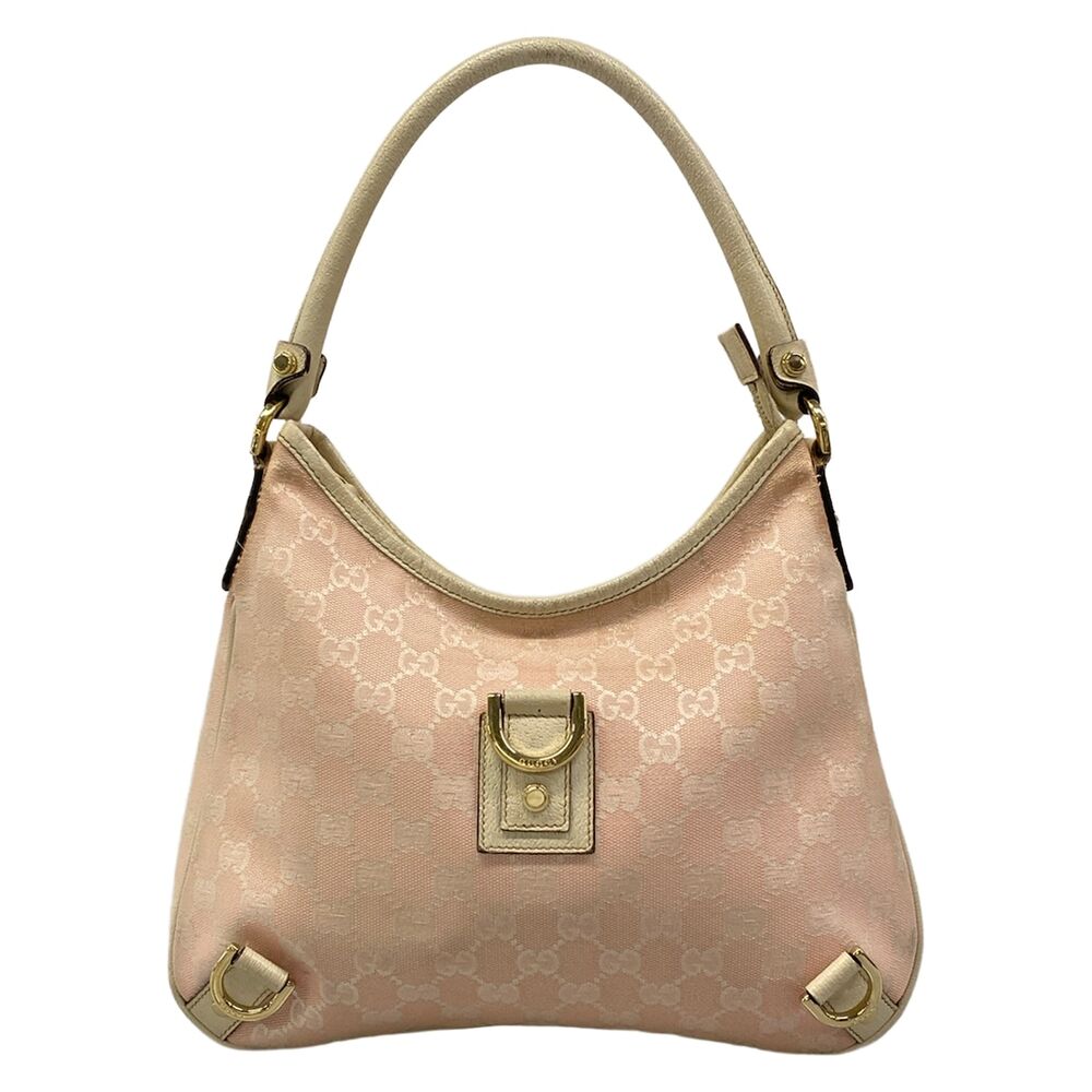 Gucci Abbey Shoulder Bag 130738 Pink Beige Jacquard Leather